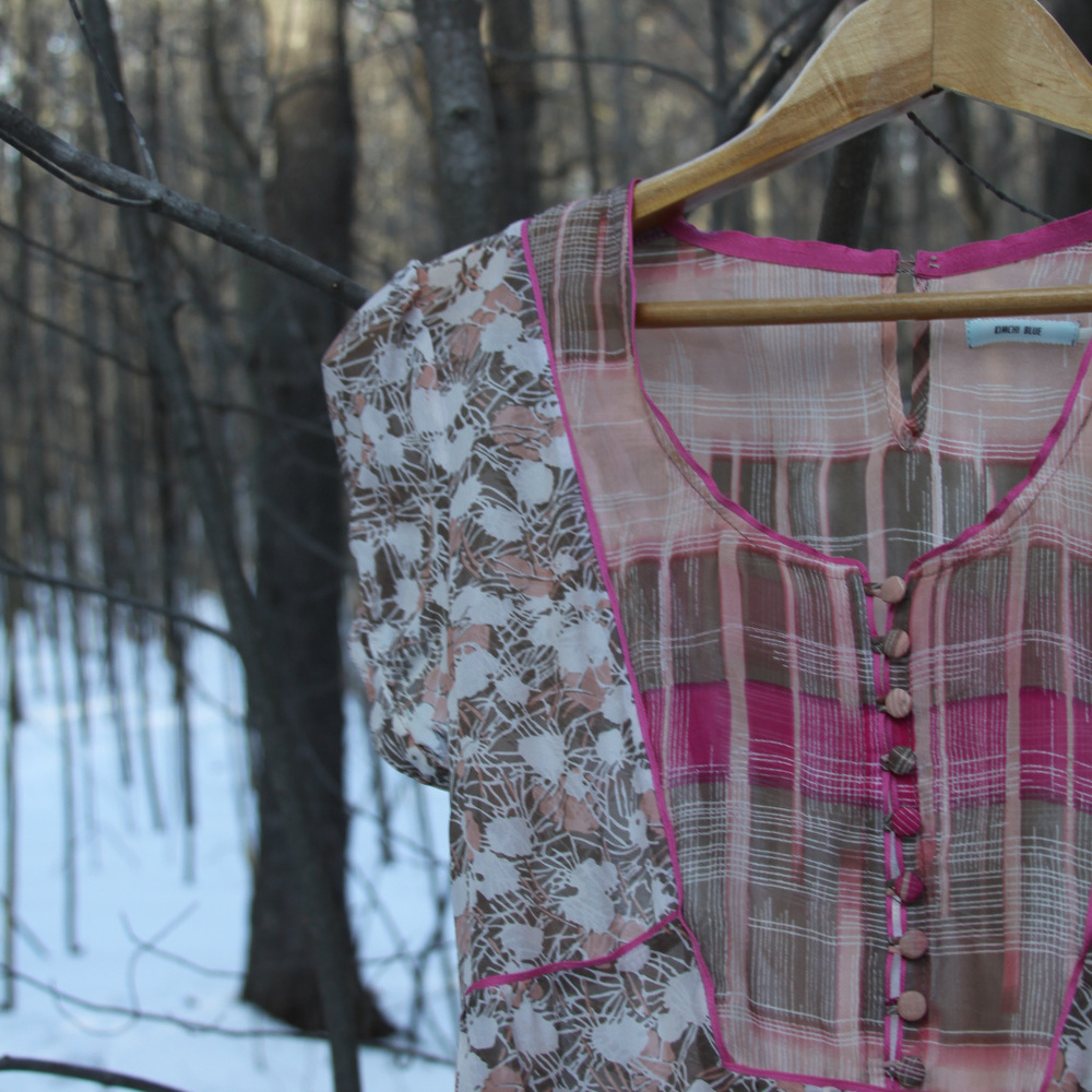 Retro-ish patterned dress - 100% Silk